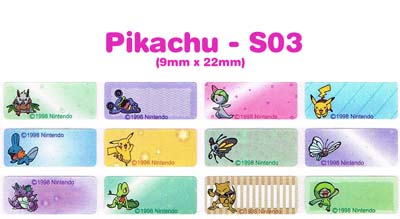S03 100 pcs Pikachu Sticker:(9mm x 22mm)