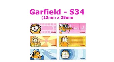 S34 100 pcs Garfield Sticker:(13mm x 28mm)