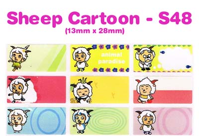 S48 100 pcs Sheep Sticker: (13mm x 28mm)