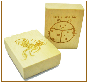 Wood Mounted Holder Red Rubber Stamp